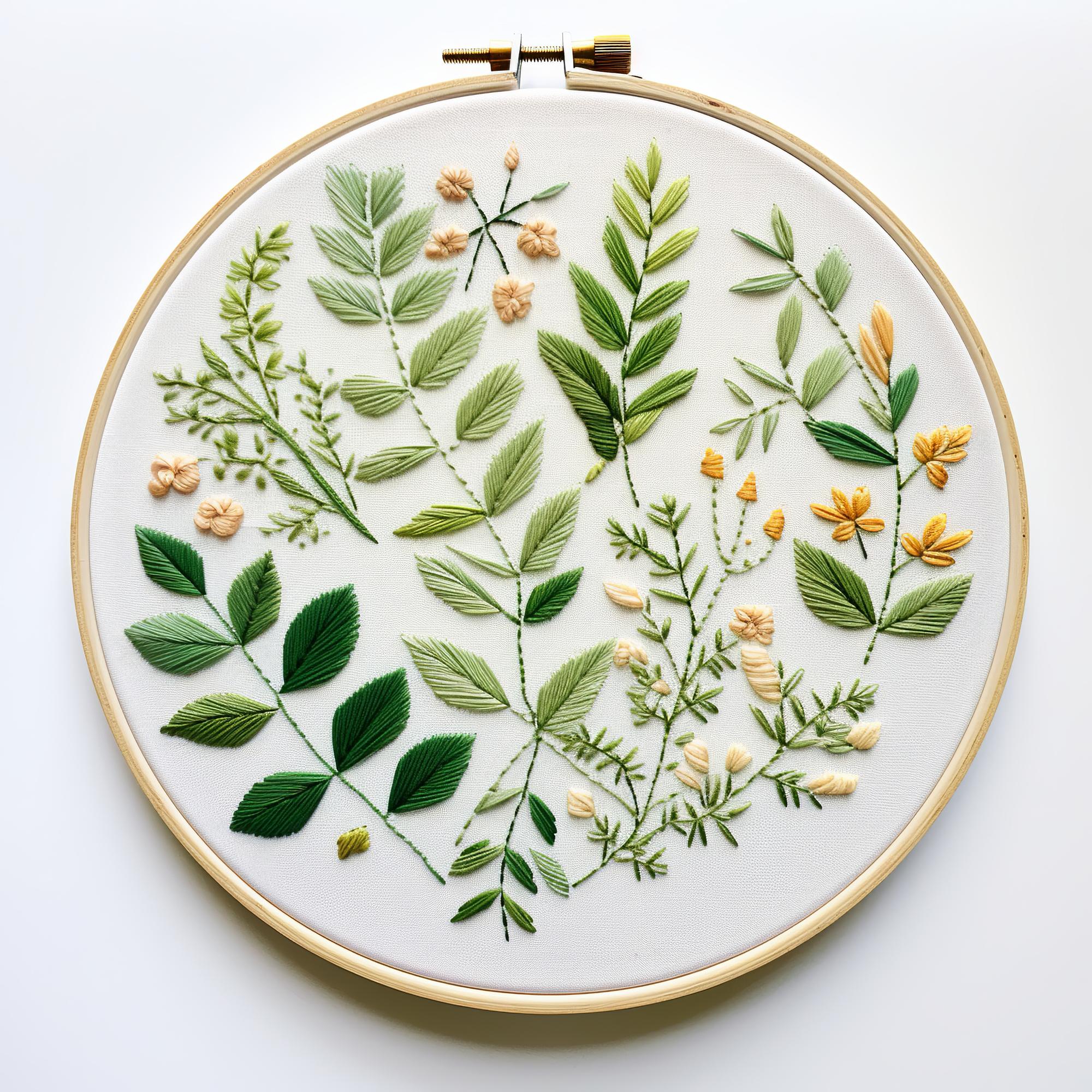 Smaller frame: embroidered botanical motif